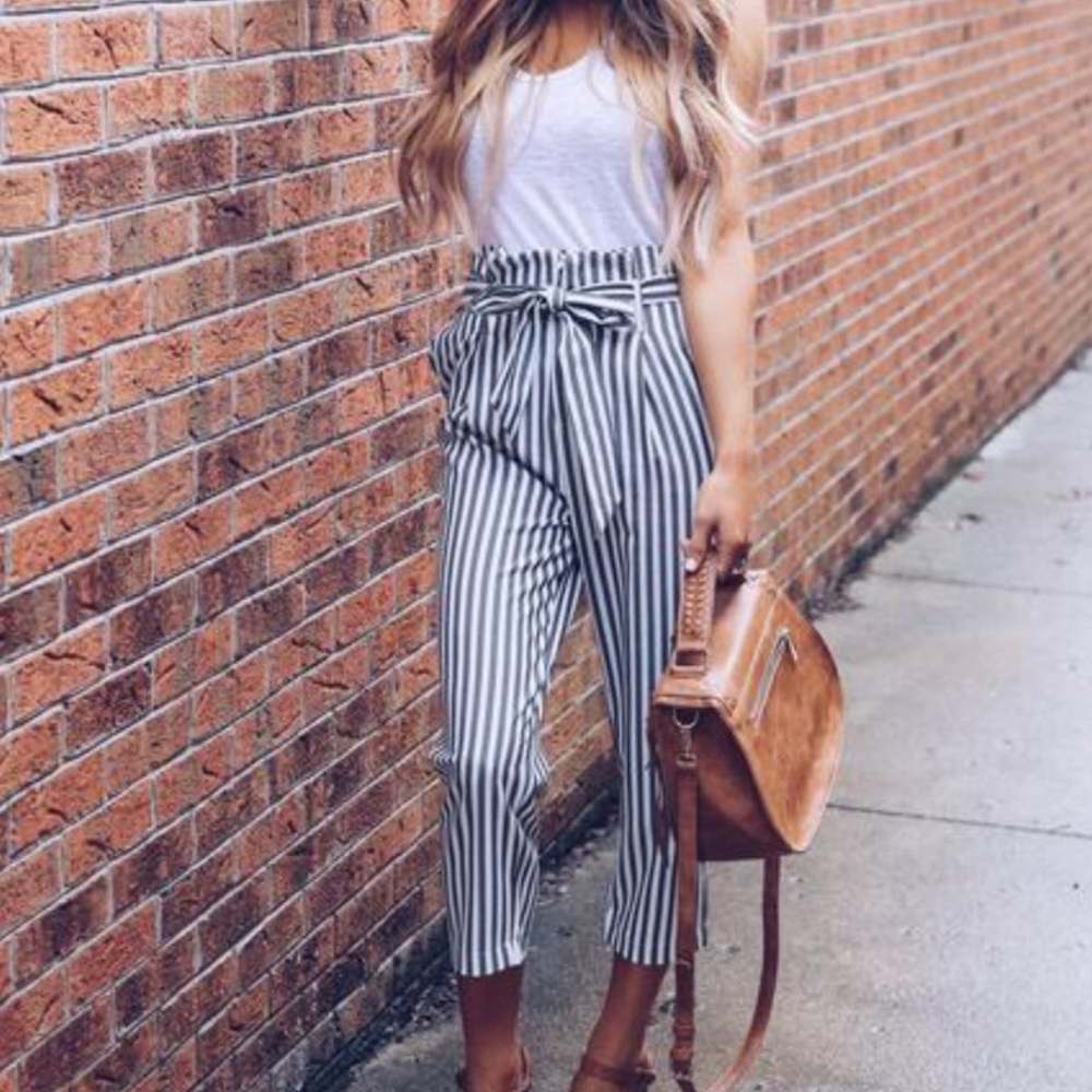Vici High Society Striped Tie Waste Pants